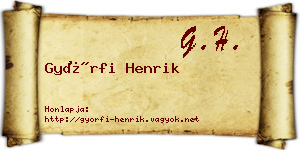 Győrfi Henrik névjegykártya